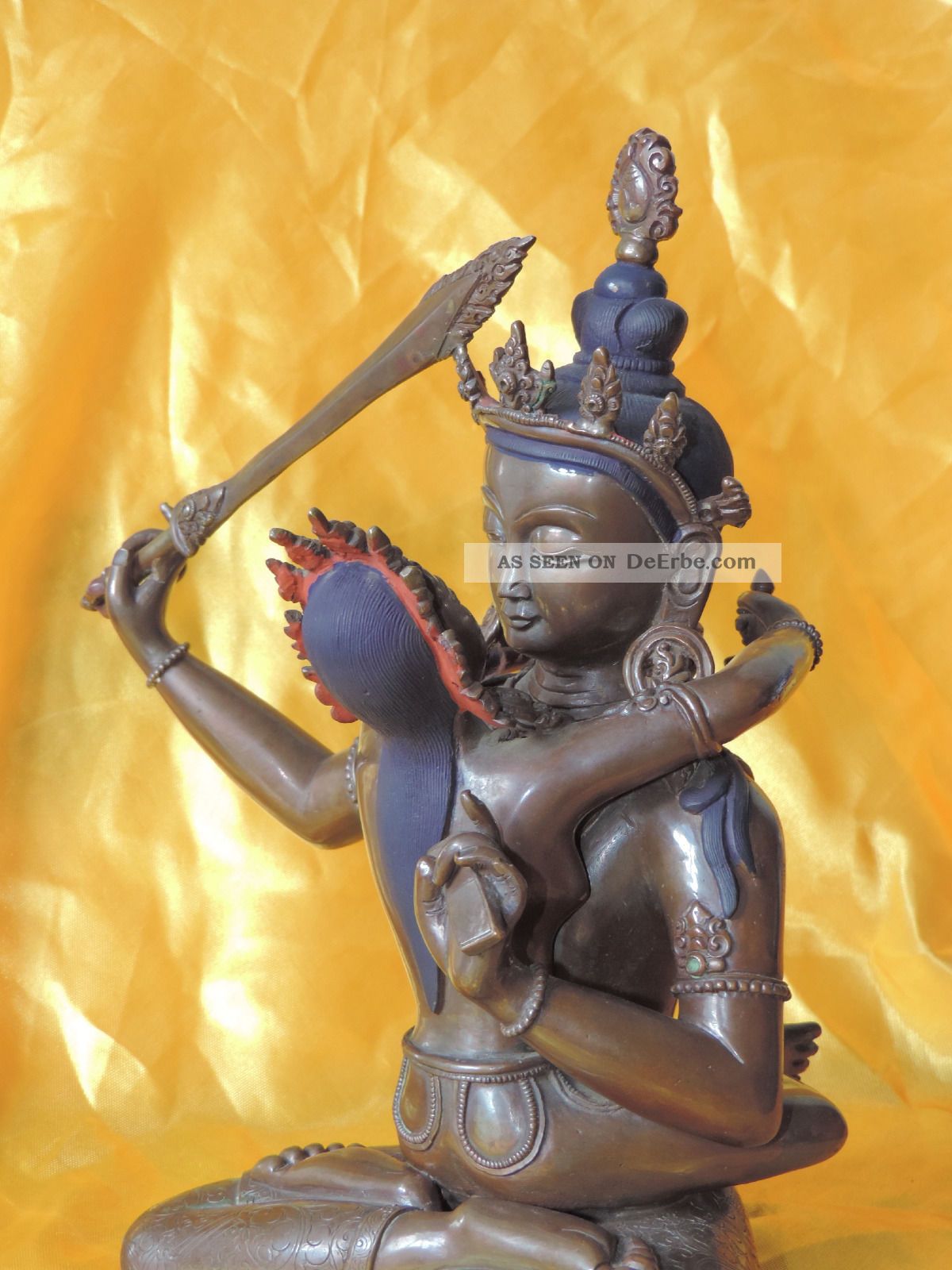 Antique Chinese Buddha Statue Bronze Sculpture Manjushri China