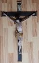 Altes Heiligenkreuz Kruzifix Jesus Holz Geschnitzt 18.  - 19.  Jahrhundert Skulpturen & Kruzifixe Bild 1
