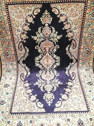 Teppich Handgeknüpft Natur Seide Kaschmir 185x127 Cm Carpet Tappeto Tapis Top Bild