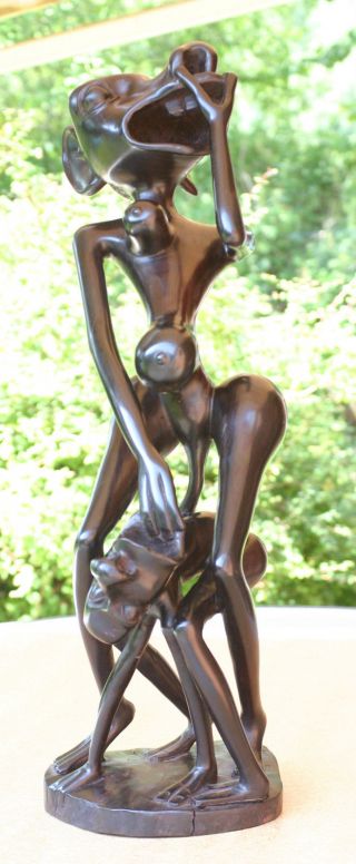Ebenholz Skulptur - Makonde,  Tanzania,  Kunst - Statue,  Massiv Handarbeit,  Shetani Bild