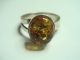 566 Antiker Verstellbarer Vintage Ring Echt Silber 925 Mit Bernstein Amber 1950 Ringe Bild 7
