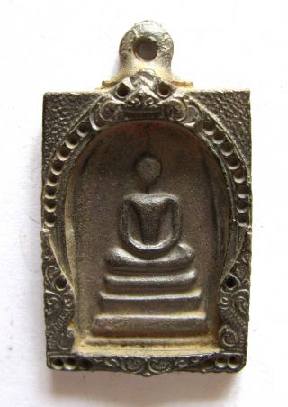 Seltenes Amulett,  19tes Jhd,  Buddha Paang Samadhi Auf 3stufigem Thron&sanskrittext Bild