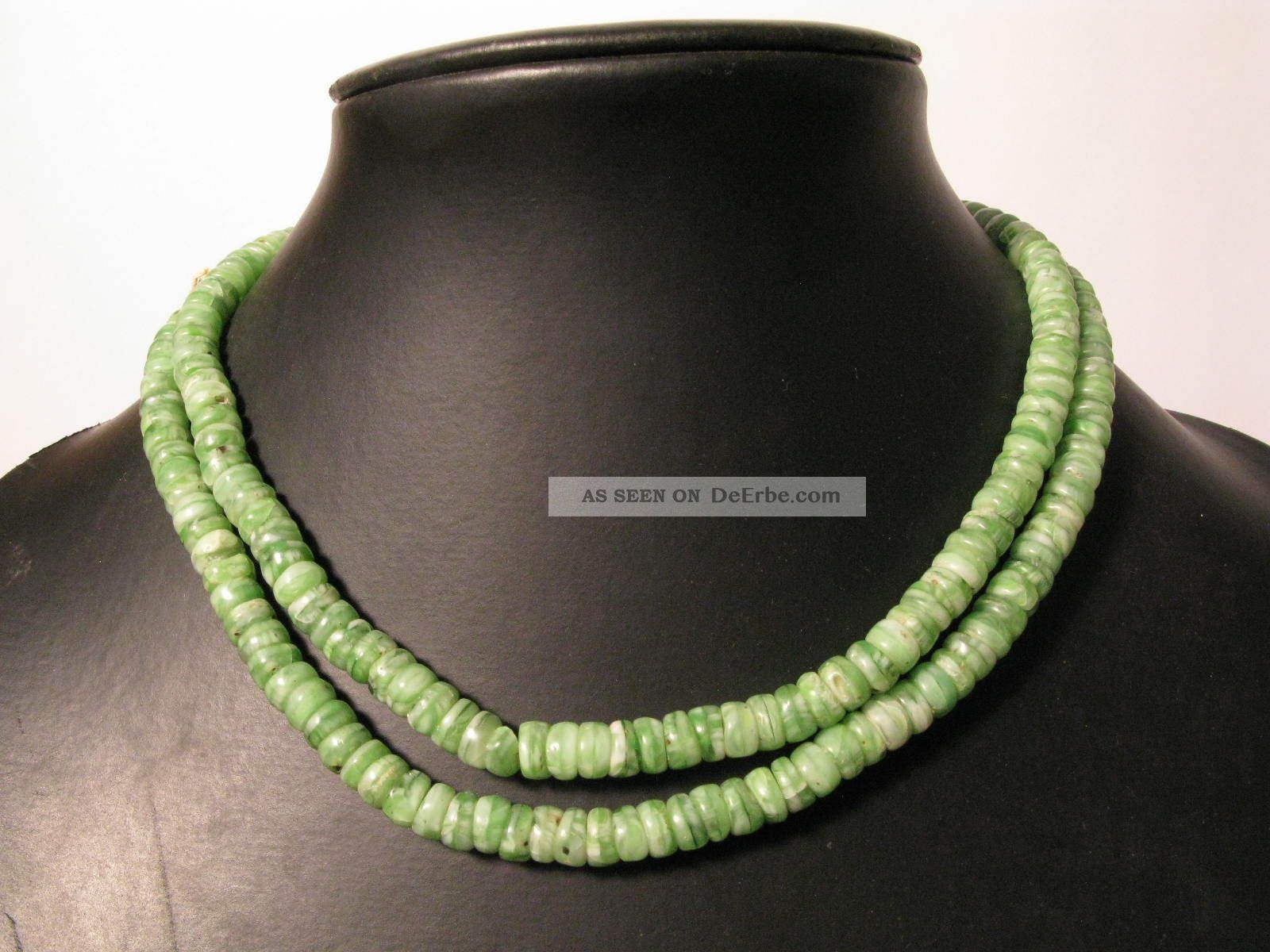 Alte Glasperlen Böhmen Old Bohemian Glass Trade Beads Kakamba Grün Afrozip Afrika Bild