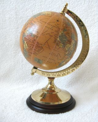 Globus Antik Erdkugel Mit Messing - Holzfuß 23cm Deko Weltkugel Bild