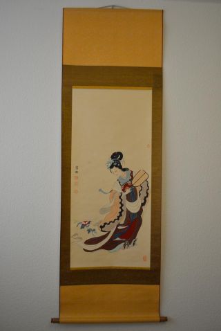 Antikes Chinesisches Rollbild Schönheit China Scroll Painting Beauty 1232 Bild
