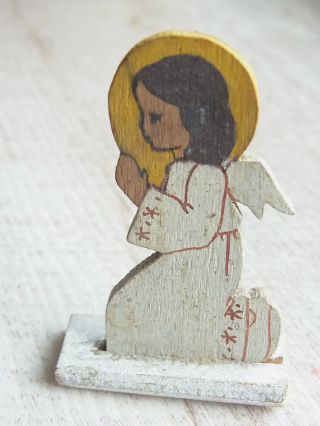 Kleine Alte Aufstellfigur Aus Holz Engel Erzgebirge - Miniatur Puppen - Deko Bild