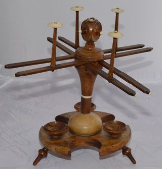 Altes Biedermeier Handarbeits GerÄt Mit Bein Verzierungen Um 1830 Bild