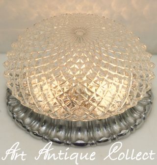 Plafoniere Decken Lampe Flush Mount Dome Light Ceiling Lamp Silberfarben Glass Bild
