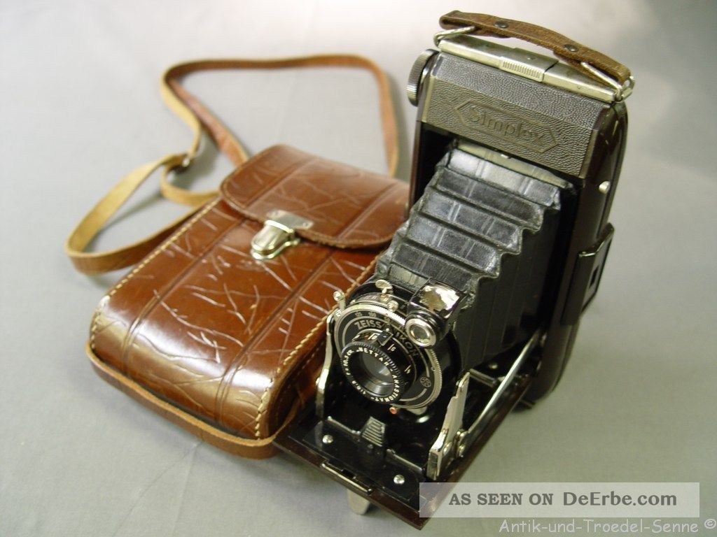 Antike Kamera Zeiss Ikon Simplex Bakelit Mit Tasche Photographica Bild