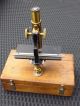 Mikroskop Antik,  Messing,  Um 1915,  Mit - Holzkasten,  Reisemikroskop Optiker Bild 5