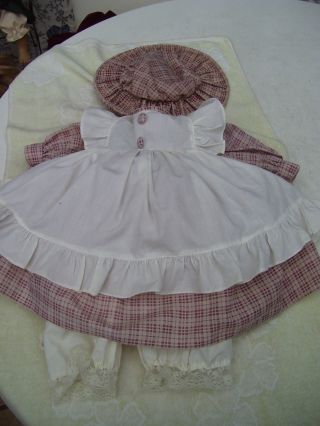 Alte Puppenkleidung Red White Dress Hat Outfit Vintage Doll Clothes 65 Cm Girl Bild