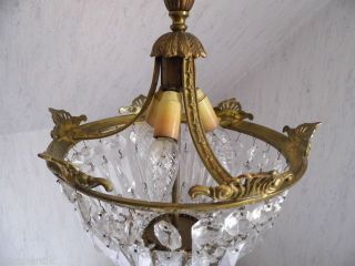 Fantastische Antike Messing Deckenlampe,  Hängelampe Mit Kristallbehang Bild