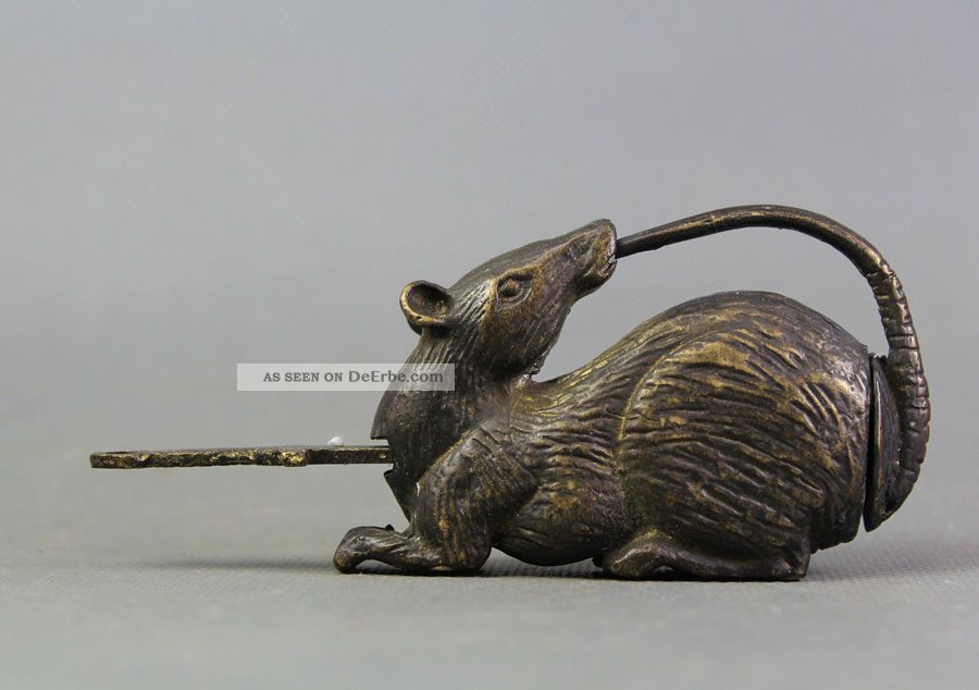 Collcetible Selten Nutzbar Schloss Maus Aus Bronze China Um 1900