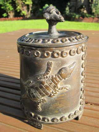 Gelbguss Bronze Behälter Aus Westafrika Lost Wax Technik Bild