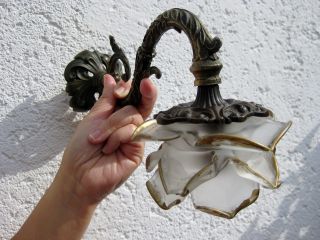 Kleine Lampe / Wandlampe - Messing - Historismus - Antik Bild