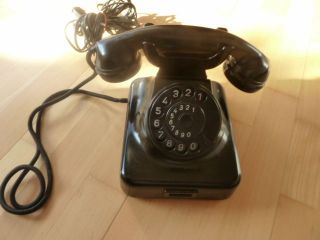W49 Hagenuk Bakelit Wählscheibentelefon Schwarz 1959 1a Funktion - Top Erhaltung Bild