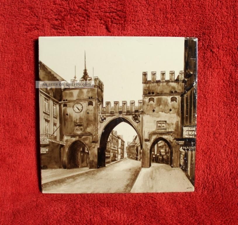 Münchner Karlstor,  Kachel Um 1910,  Ernst Teichert Gmbh (fliesen,  Munich,  Tile) Original, vor 1960 gefertigt Bild
