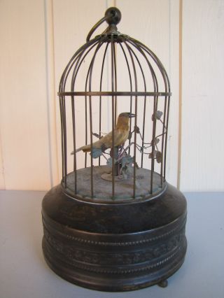 Alte Spieluhr In Form Eines Vogelbauers Vogelkäfig Messing Bild