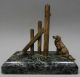 Um 1880/1910: Seltener Taschenuhrenständer,  Bronze & Marmor,  Hund Am Zaun Taschenuhren Bild 1