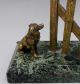 Um 1880/1910: Seltener Taschenuhrenständer,  Bronze & Marmor,  Hund Am Zaun Taschenuhren Bild 2