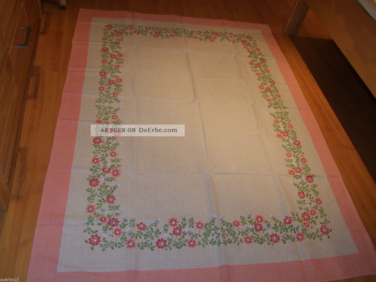 Edle Stofftischdecke,  Mit Schönen Blumenmuster,  Vintage 1,  73 Cm X 1,  25 Cm,  Top. Tischdecken Bild