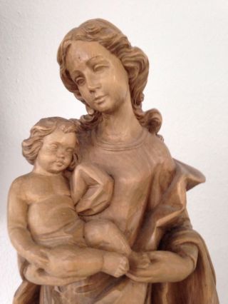 Oberammergau Holzfigur Madonna Mit Kind 60 Cm Sammlerstücke Weihnachten Bild