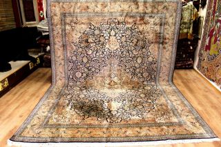 Echter Perser Teppich 370 X 265 Rug Felder Natur Orientteppich Seide Silk Seta Bild