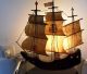 Altes Segelschiff Mit Leuchte Aus Holz - 3 - Mast - Segel - Sammlerwürdig Erhalten Maritime Dekoration Bild 5