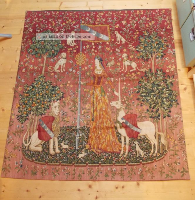 Mittelalter Dame Einhorn Gefuhl Tapisserie Wandbehang Wandteppich