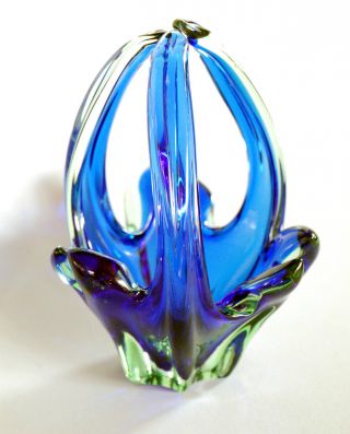 Murano Glas,  Schale,  Henkelschale,  Blau Verlaufend,  Wunderschön Bild
