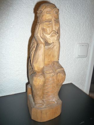 Holz Skulptur Jesus Holzfigur Geschnitzt,  Signiert Bild