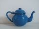 Eine Kleine Alte Teekanne Blau Emaille Email Shabby Teekännchen Kinder Emailwaren Bild 3