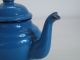 Eine Kleine Alte Teekanne Blau Emaille Email Shabby Teekännchen Kinder Emailwaren Bild 5