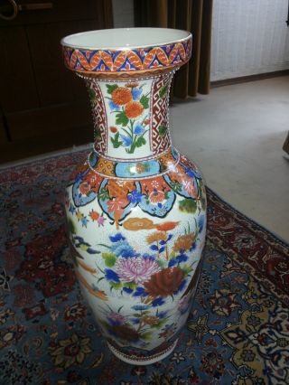 Große Chinesische Porzellan/bodenvase Handbemalt Höhe: 62cm Mit Porzellanmarke Bild