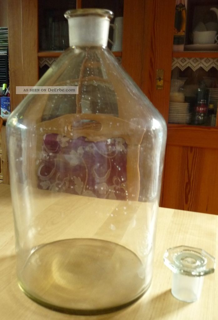 Sehr Schöne Große Alte Apothekerflasche Eingeschliffener Stopfen Klar 10 L Arzt & Apotheker Bild