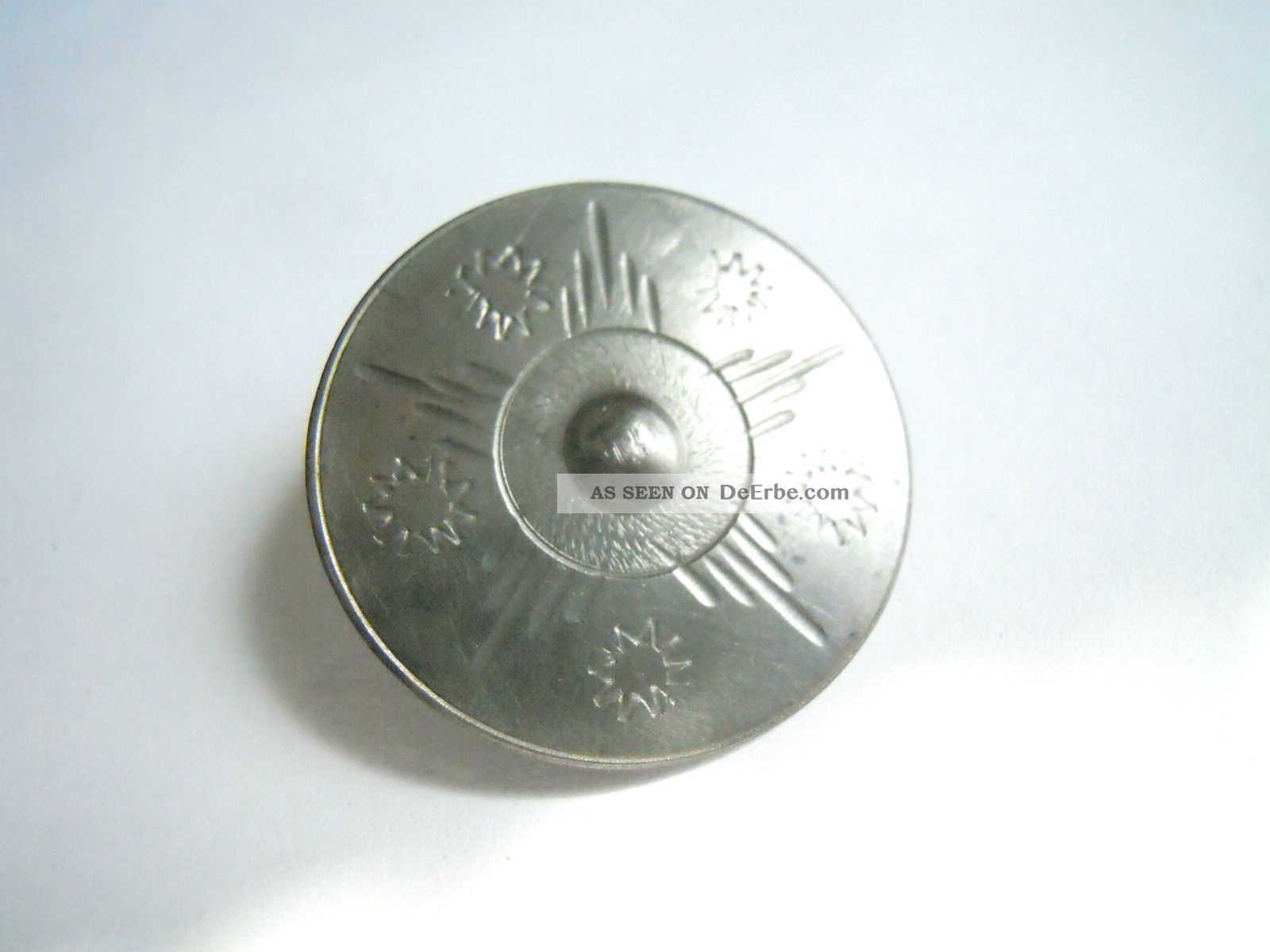 Schildbuckelknopf 18.  Jh.  Metall Aufwendig Verziert,  Handarbeit,  Old Button Volkskunst Bild