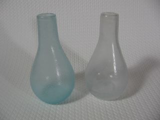Vase Kristall Glas 2x Keulenform Matt 15 Cm Hoch Geätzt Satiniert photo