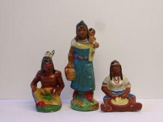 3x Lineol / Elastolin Indianer Frauen,  Um 1960,  Massefiguren Sammlerauflösung Bild