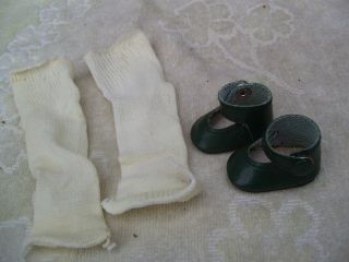 Alte Puppenkleidung Schuhe Vintage Green Shoes Long Socks 40 Cm Doll 4 1/2 Cm Bild