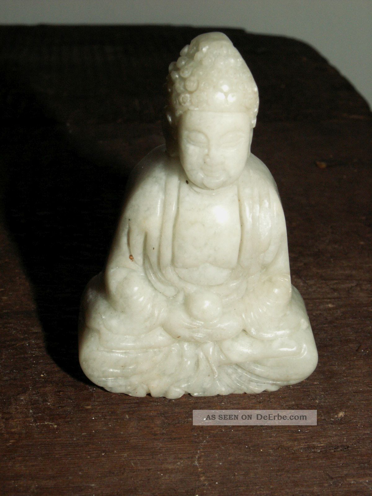 älterer Kleiner Jade Buddha Meditierende Amitabha Figur Glücksbringer Gesundheit Entstehungszeit nach 1945 Bild