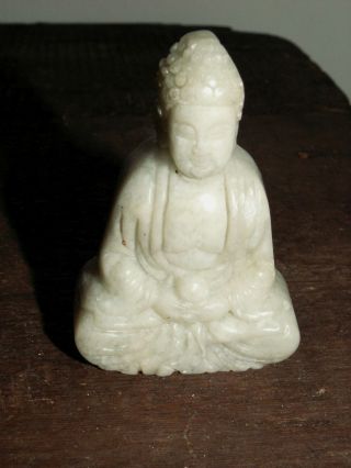 älterer Kleiner Jade Buddha Meditierende Amitabha Figur Glücksbringer Gesundheit Bild