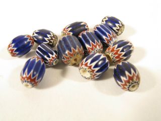 Alte Glasperlen Chevron Beads Blau 6 - Layer Old Venetian Trade Beads Afrozip Bild