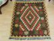 110x94 Cm Orient Teppich Afghan Turkmen Nomaden Planzenfarbe Kelim Kilim No:7 Teppiche & Flachgewebe Bild 2