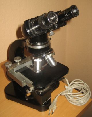 Ernst Leitz Wetzlar Mikroskop,  Binokular,  Objektiv – Revolver, Bild