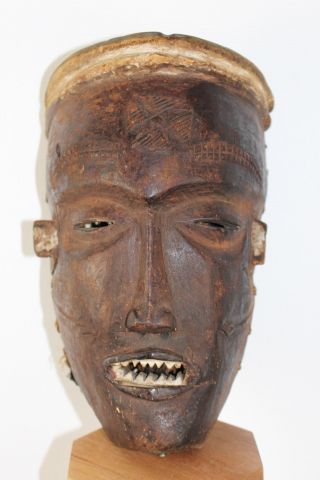 Tschokwe Maske Angola,  Chokwe,  Männlich,  Braun - Weiß,  Offener Mund,  0.  5 Kg Bild