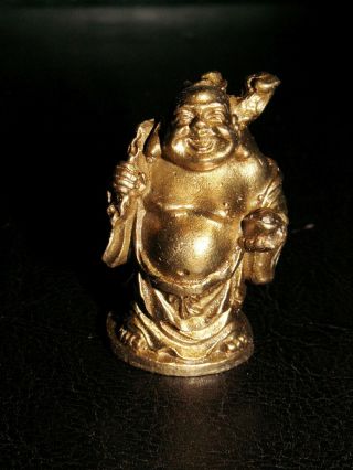 Süßer Kleiner Messing Happy Buddha Dickbauch Dickbauchbuddha Glück Reichtum Bild