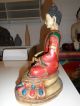 Buddha - Nepal - 5 Elementen Farben Handbemalt Mit Pigmenten 33cm.  Hoch Entstehungszeit nach 1945 Bild 2