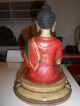 Buddha - Nepal - 5 Elementen Farben Handbemalt Mit Pigmenten 33cm.  Hoch Entstehungszeit nach 1945 Bild 4