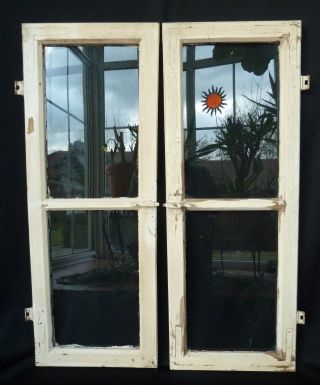 Alte Fenster Holzfenster Oberlichten Mit Sprossen 2 Stück Bild