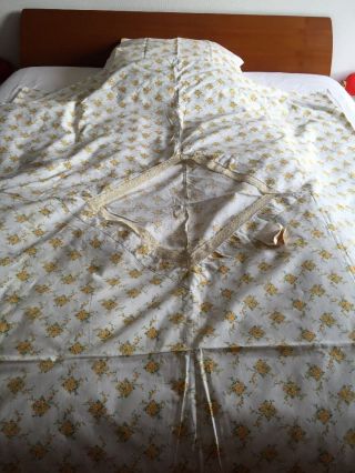 Antike Bettwäsche Bettgarnitur Bauernbettwäsche Leinen Klöppelspitze Bild